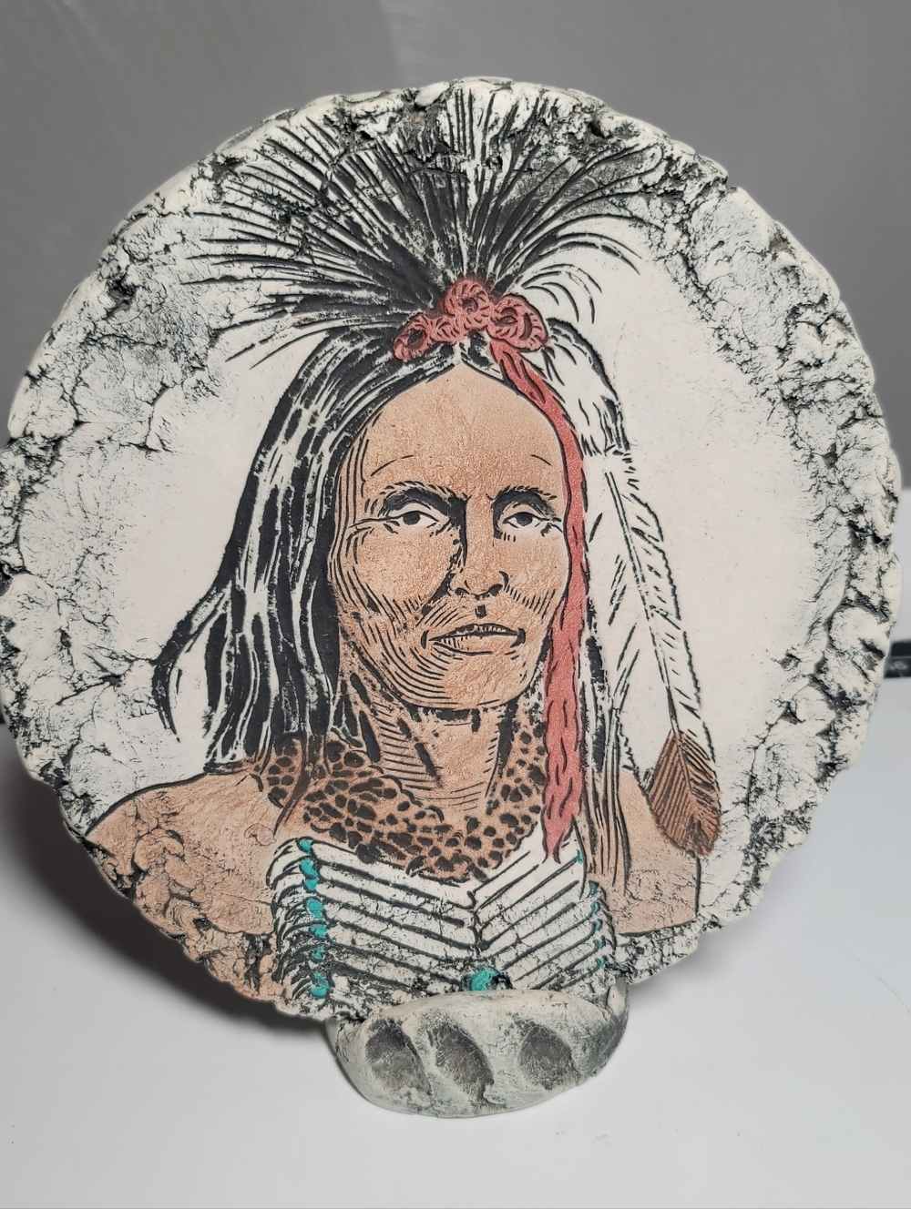 "Shades Of Clay" Native American Portrait Decorative Plaque